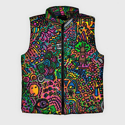 Мужской жилет Кислотные узоры психоделика, цвет: 3D-черный