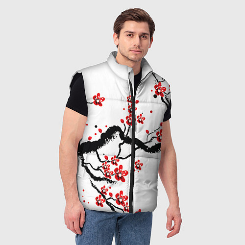 Мужской жилет САКУРА ЦВЕТЁТ И БЛАГАУХАЕТ / 3D-Черный – фото 3
