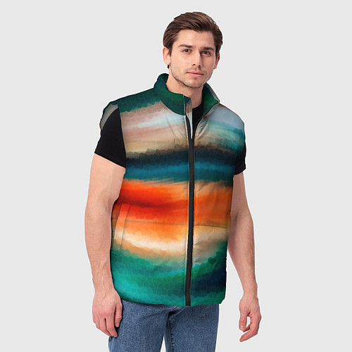 Мужской жилет Мозаичный абстрактный узор / 3D-Светло-серый – фото 3