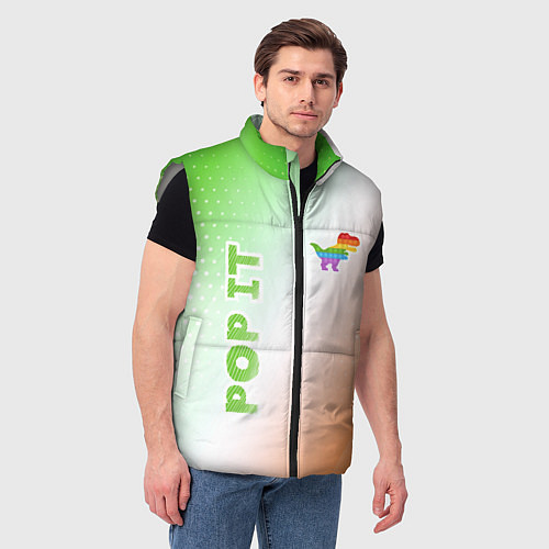 Мужской жилет Поп Ит - Динозавр - Абстракция / 3D-Светло-серый – фото 3