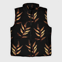 Мужской жилет Золотисто-красные листья, цвет: 3D-черный