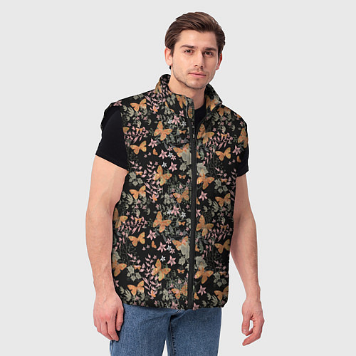 Мужской жилет Ретро узор Бабочки / 3D-Черный – фото 3