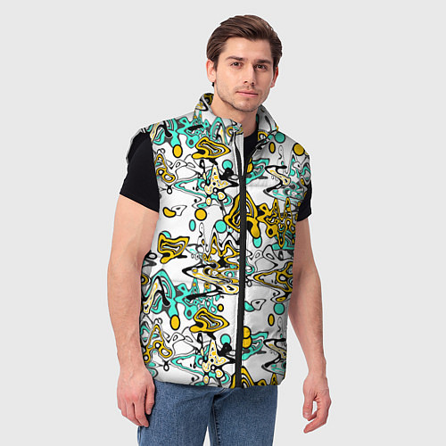Мужской жилет Абстрактный современный узор в стиле граффити / 3D-Черный – фото 3