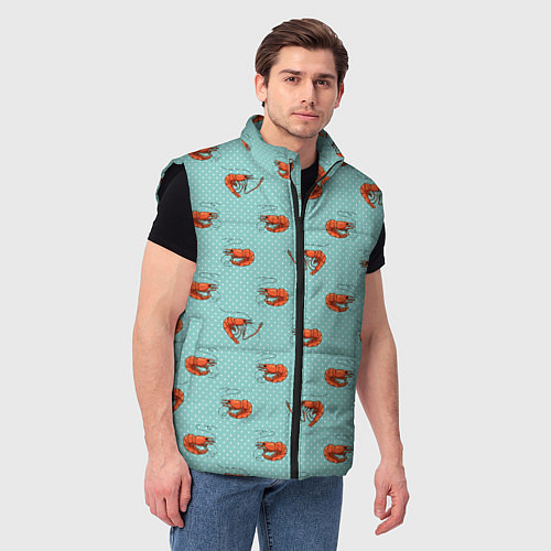 Мужской жилет Креветки паттерн / 3D-Черный – фото 3