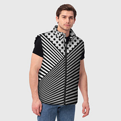 Мужской жилет Полосатый комбинированный узор, цвет: 3D-черный — фото 2