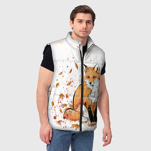 Мужской жилет ЛИСА В ЛИСТЬЯХ ОСЕННЕЕ НАСТРОЕНИЕ FOX IN THE FORES / 3D-Черный – фото 3