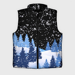 Мужской жилет Снежная ночь в зимнем лесу, цвет: 3D-черный
