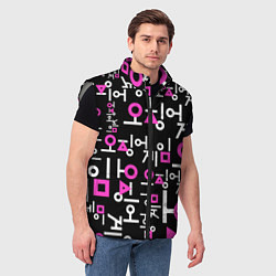 Мужской жилет Игра в кальмара лого узор, цвет: 3D-светло-серый — фото 2