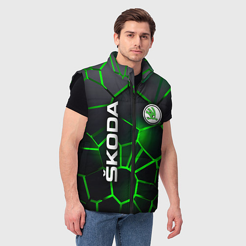 Мужской жилет 3D плиты с подсветкой Шкода / 3D-Черный – фото 3
