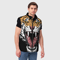 Мужской жилет Оскал амурского тигра, цвет: 3D-черный — фото 2