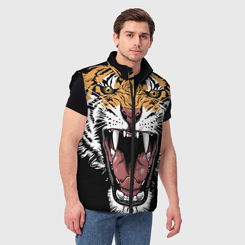 Мужской жилет Оскал амурского тигра / 3D-Черный – фото 3