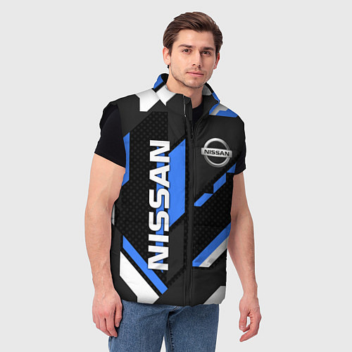 Мужской жилет НИССАН ЛОГО СИНИЯ ГЕОМЕТРИЯ CYBER / 3D-Черный – фото 3