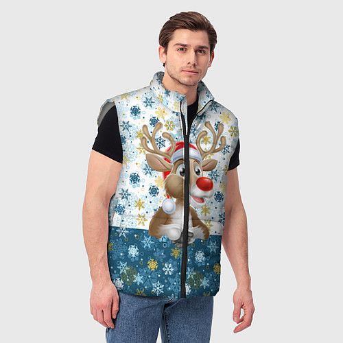 Мужской жилет Весёлый Оленёнок / 3D-Светло-серый – фото 3