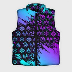 Мужской жилет GENSHIN NEON PATTERN SYMBOL НЕОН ЭМБЛЕМЫ, цвет: 3D-светло-серый