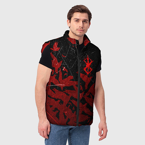 Мужской жилет БЕРСЕРК КЛЕЙМО ЛОГО СТАЯ ВОРОН, RED CROW / 3D-Красный – фото 3