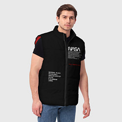 Мужской жилет NASA BLACK UNIFORM SPACE НАСА ЧЁРНАЯ ФОРМА, цвет: 3D-красный — фото 2