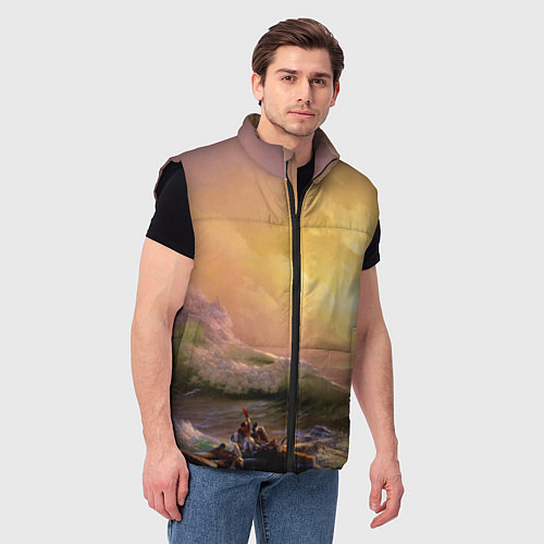 Мужской жилет Шторм в море девятый вал / 3D-Черный – фото 3