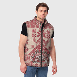Мужской жилет Славянская вышивка Узоры Руси, цвет: 3D-черный — фото 2