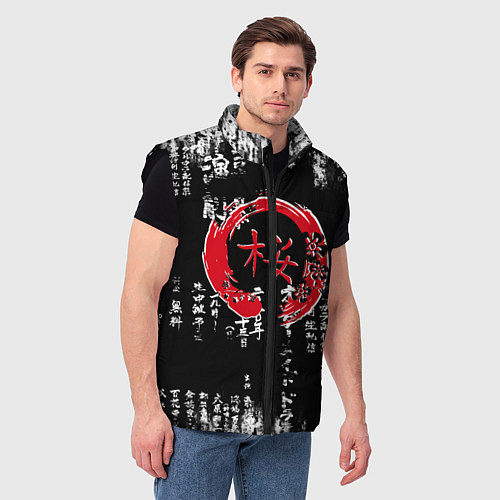 Мужской жилет Кандзи Сакура Иероглифы Аниме / 3D-Черный – фото 3