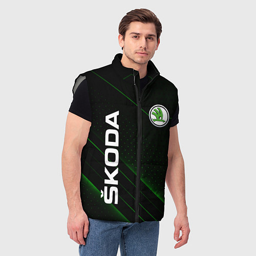 Мужской жилет Шкода, авто / 3D-Светло-серый – фото 3