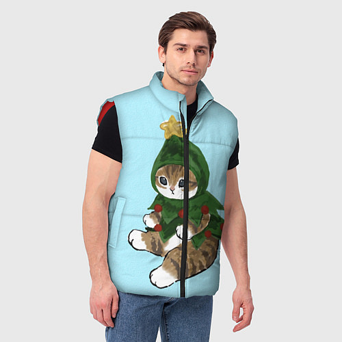 Мужской жилет Кот-ёлочка / 3D-Красный – фото 3