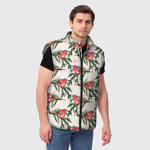 Мужской жилет Снегири паттерн / 3D-Светло-серый – фото 3
