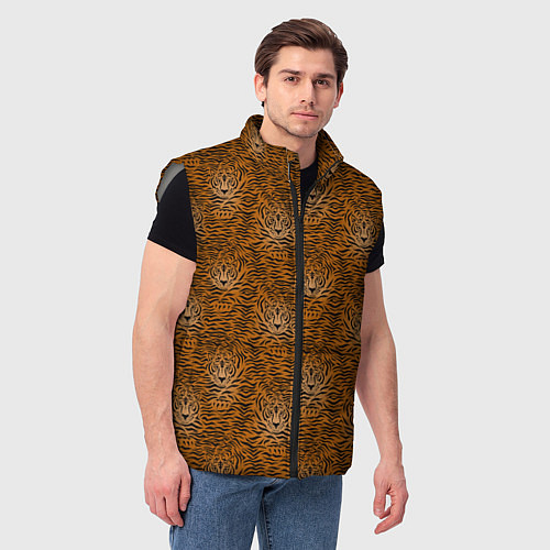 Мужской жилет Тигры Tigers / 3D-Светло-серый – фото 3