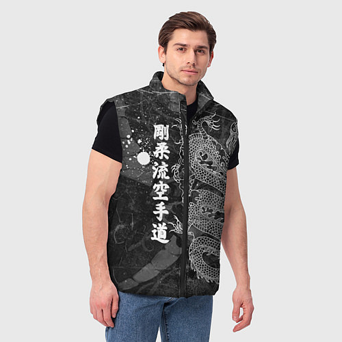 Мужской жилет Токийский Дракон Иероглифы Dragon Japan / 3D-Черный – фото 3