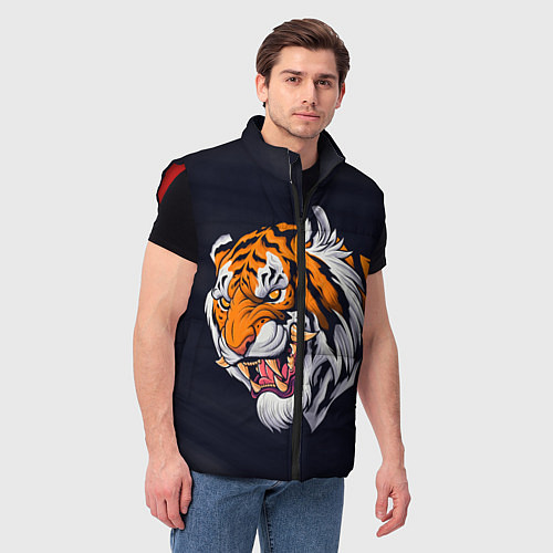 Мужской жилет Саблезубый тигр голова / 3D-Красный – фото 3