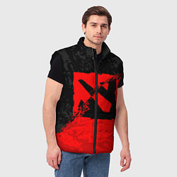 Мужской жилет DOTA 2 RED BLACK LOGO, БРЫЗГИ КРАСОК, цвет: 3D-черный — фото 2