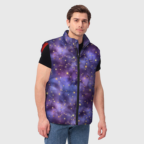 Мужской жилет Акварельная ночь / 3D-Красный – фото 3