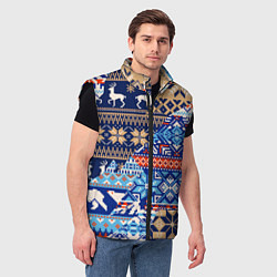 Мужской жилет НОВОГОДНИЙ УЗОР ОЛЕНИ И МЕДВЕДИ НОВЫЙ ГОД 2022, цвет: 3D-черный — фото 2