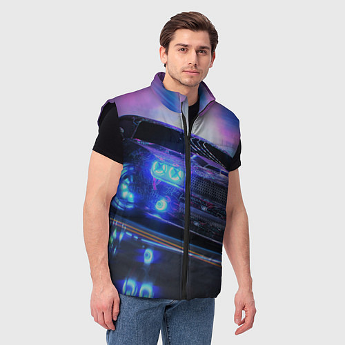 Мужской жилет Авто в неоне / 3D-Черный – фото 3