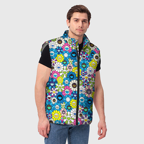 Мужской жилет Takashi Murakami Улыбающиеся цветы / 3D-Светло-серый – фото 3