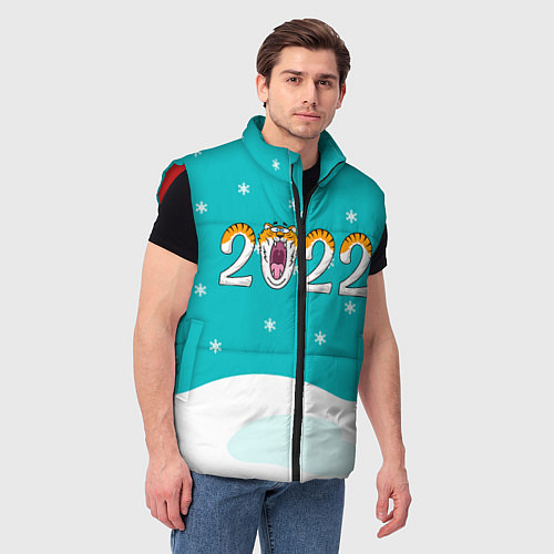 Мужской жилет Надпись 2022 Новый год / 3D-Красный – фото 3