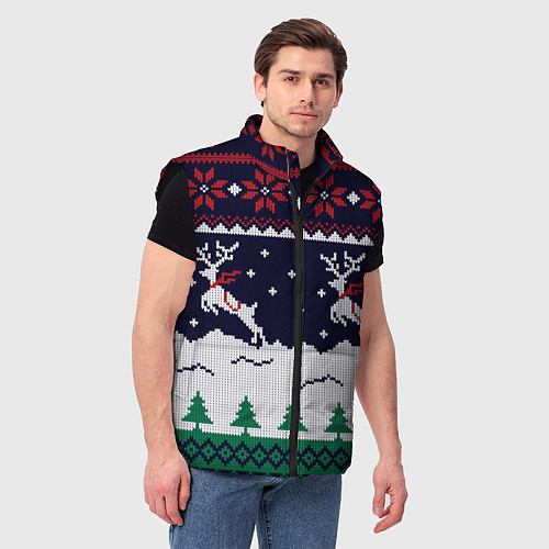 Мужской жилет СВИТЕР С ОЛЕНЯМИ DEER SWEATER / 3D-Черный – фото 3