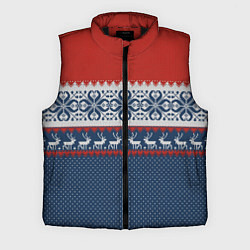 Мужской жилет НОВОГОДНИЙ УЗОР С ОЛЕНЯМИ, цвет: 3D-черный