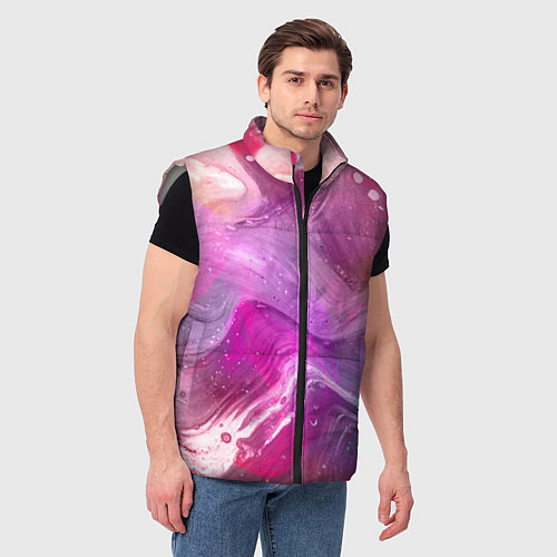 Мужской жилет Акварельные Волны / 3D-Светло-серый – фото 3