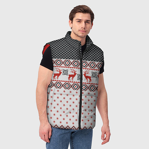 Мужской жилет НОВОГОДНИЙ УЗОР / 3D-Красный – фото 3