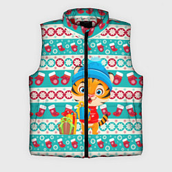 Мужской жилет Новогодний Тигр с подарком, цвет: 3D-красный