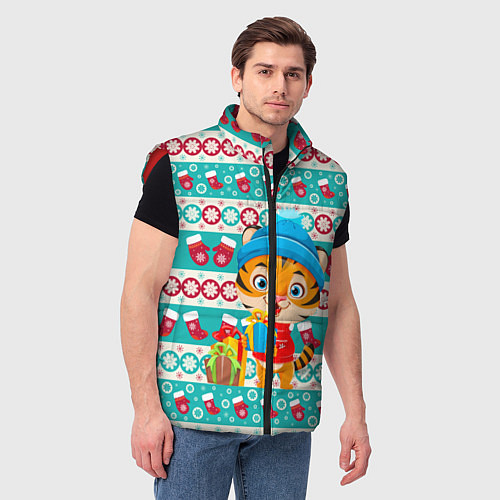 Мужской жилет Новогодний Тигр с подарком / 3D-Красный – фото 3