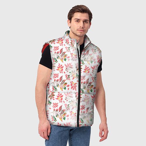 Мужской жилет Узор из листьев паттерн / 3D-Красный – фото 3