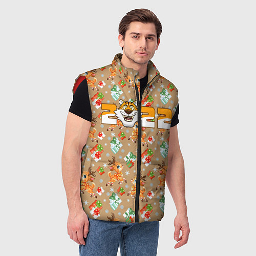 Мужской жилет Новый год символ 2022 надпись / 3D-Красный – фото 3