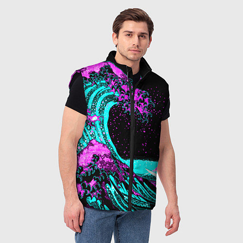 Мужской жилет НЕОНОВАЯ ЯПОНИЯ, ВОЛНА, ФУДЗИЯМА NEON JAPAN / 3D-Черный – фото 3