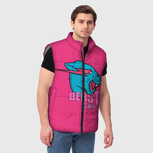 Мужской жилет Mr Beast Gaming Full Print Pink edition / 3D-Светло-серый – фото 3