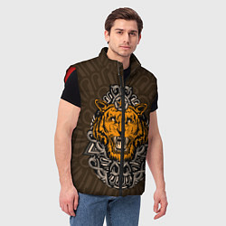 Мужской жилет Тигр в треугольнике, цвет: 3D-красный — фото 2
