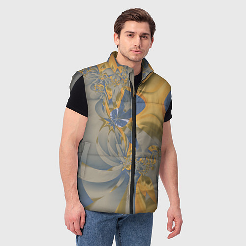 Мужской жилет Орхидеи Небо и песок Абстракция 403-1 / 3D-Светло-серый – фото 3