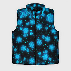 Мужской жилет НОВОГОДНИЕ НЕОНОВЫЕ СНЕЖИНКИ 2022 НОВЫЙ ГОД, цвет: 3D-черный