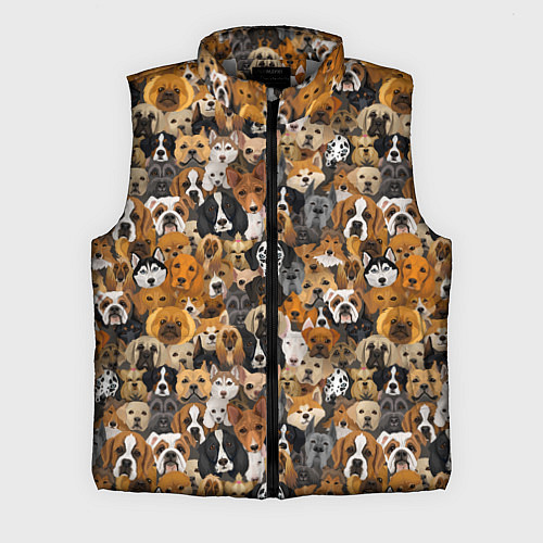 Мужской жилет Собаки Разные Породы / 3D-Светло-серый – фото 1