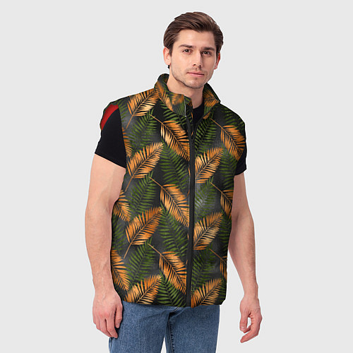 Мужской жилет Африканские листья / 3D-Красный – фото 3